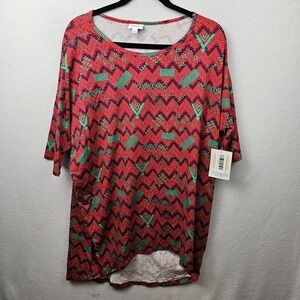 LulaRoe Shirt Woman's Size Large Red Green Irma NWT